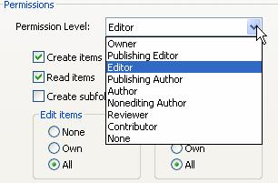 Assign a permission level for each user that you add your Calendar Options dialog box.
