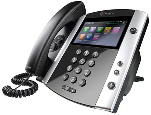 EXECUTIVE-LEVEL PHONE Polycom VVX 600 The Polycom VVX 600 is has a large capacitive touch screen and a solid build.