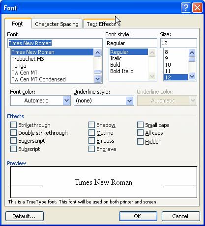 To Apply Advanced Formatting using the Format Menu 1. Highlight the text to format. 2. Click Format on the Menu bar, and then click Font. 3. Select the Font tab. 4.