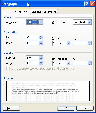 To Change Line Spacing 1. Highlight the block of text you wish to change. (If you wish to change the entire document, click Edit on the Menu bar, and then click Select All.) 2.