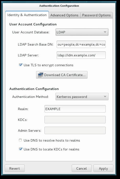CHAPTER 3. SELECTING THE IDENTITY STORE FOR AUTHENTICATION WITH AUTHCONFIG 3. Set the information that is required to connect to the LDAP server.