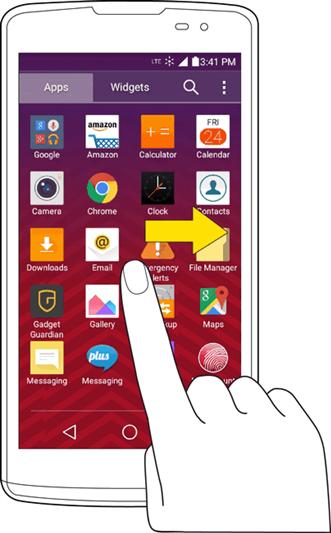 Swipe or Slide To swipe or slide means to quickly drag your finger vertically or horizontally across the screen.