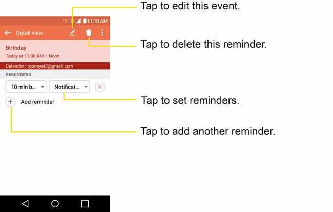 Tap > > Calendar. If you have created or subscribed to more than one calendar through Google Calendar on the Web, events from each calendar are displayed in a different color.