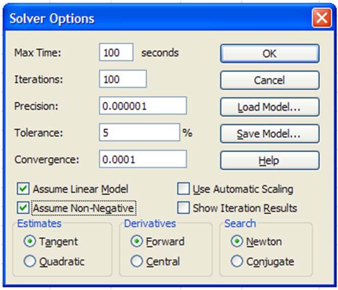 20. Before we can enter any values into the Solver Parameters box, we need to set some options. Click on the Options button.