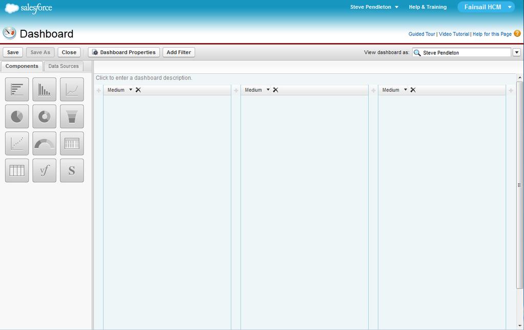 Reports and Dashboards Building a Custom Dashboard To build a Dashboard from scratch: 1. Select the Reports tab.