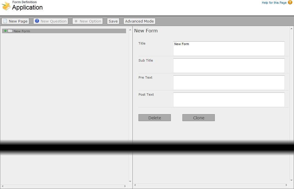 Configuring Forms Visual Form Designer Visual Form Designer To layout the form pages and questions: 1.