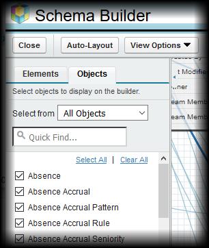 The Object Selector lists all objects in all packages you have