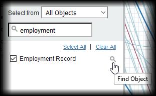 field: When the object name is displayed, select Find Object: At