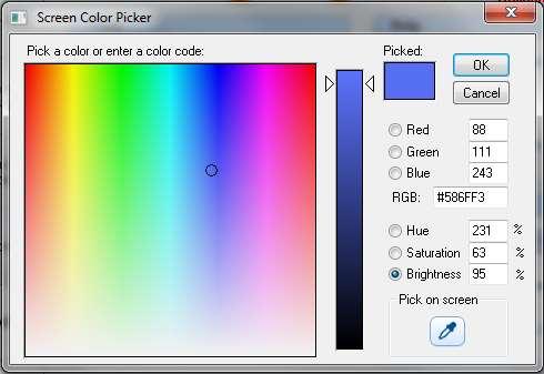 For a screen-wide color picker, in the Pick on screen