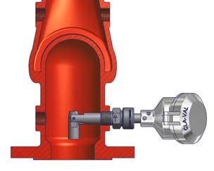 tapping of a CLA-VAL valve. The insertion tool holds the measurement cylinder in a straight position when screwing thus avoiding any damage.