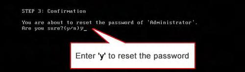 Enter "y" to continue to reset passwords for other user