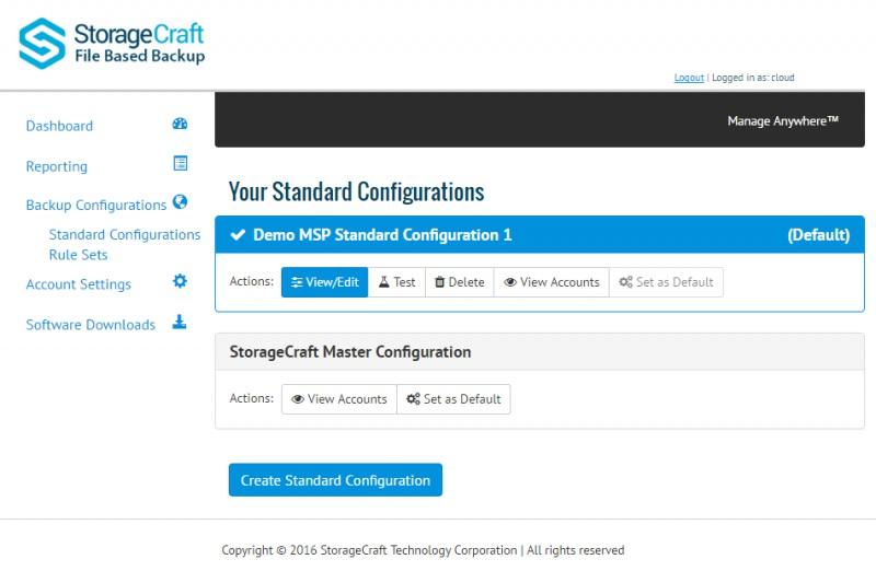 Standard and Master Configurations StorageCraft File Backup and Recovery with Backup Standard and Master Configurations give you the Actions to