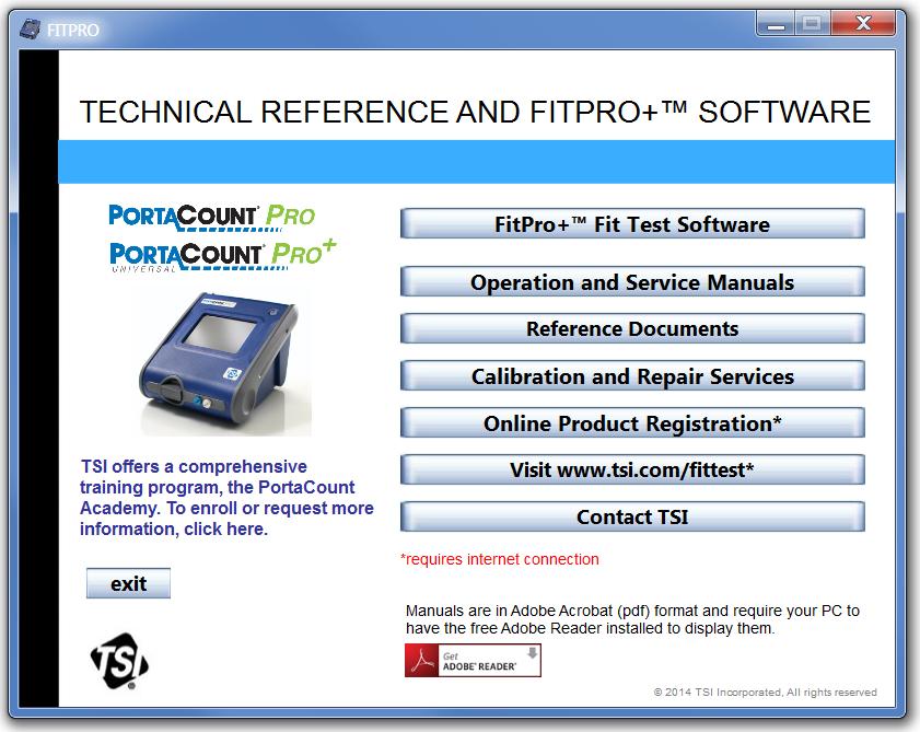 To begin the installation, insert the CD-ROM PortaCount Pro Technical Reference and FitPro Software CD v3 into a CD-ROM drive. The CD should automatically start running after about 30 seconds.