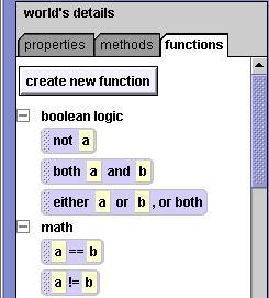 World Level Primitive Functions List of functions categories o Boolean logic