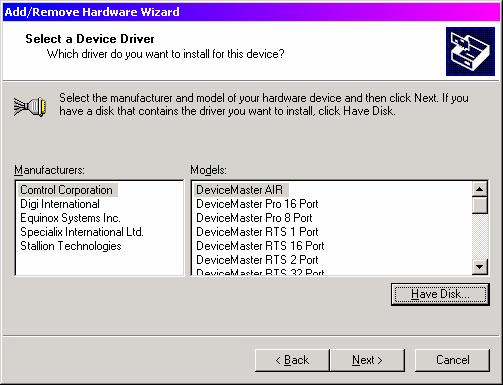 5. Select Have Disk This screenshot shows a system that had drivers