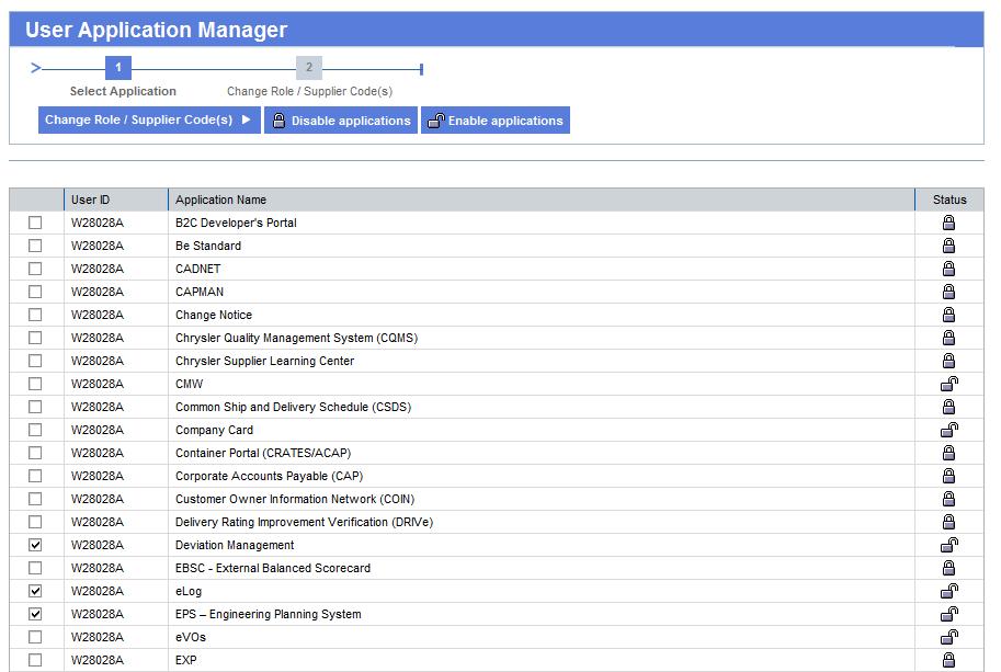 3.4 User Application Manager It is possible to change a user s accounts on granted applications by accessing the Self Service area from the Global Home Page.