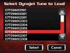 If the tune information is correct, touch Continue. Select a slot to save the selected tune file. Note: If there is any data in the selected slot, it will be overwritten. Touch Select.