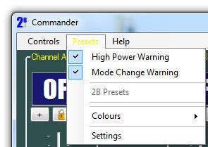 High Power Warning Allows you to turn off the automatic warning about switching to high power.