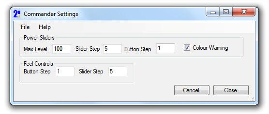 Settings Power Slider Settings Max Level Slider Step Button Step Colour Warning The maximum level it is possible to set the power slider to.