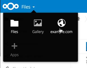 Fig. 4.2: Click to enlarge The links appear in the Nextcloud dropdown menu on the top left after refreshing your page, and have globe icons.