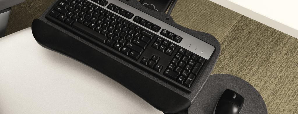 be used in sit-to-stand workstations AKM1 Keyboard Support Soft-touch knob for