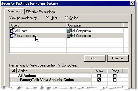 FactoryTalk View SE and FactoryTalk Security Chapter 11 In the Select User and Computer dialog box, click the name of a user or group to be added to the Runtime Security user accounts list, and then