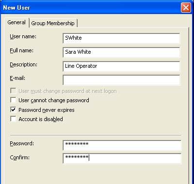 FactoryTalk Batch and FactoryTalk Security Chapter 13 Click Create to create the security account for the user group and close the dialog box.