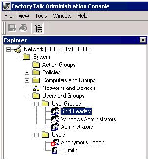 Chapter 5 Creating user accounts The new group appears in the User Groups folder. 6. Create user groups for Operators (add BTyler) and Supervisors (add LWilliams). Deleting user accounts 1.