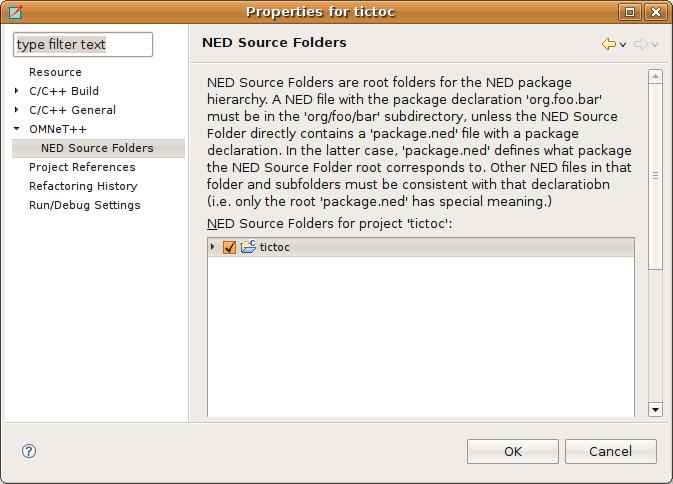 Editing NED Files Figure 2.2. Specifying which folder will hold your NED files 2.4. Using the NED Editor If you want to open an NED file, just double-click its icon in the Project Explorer.