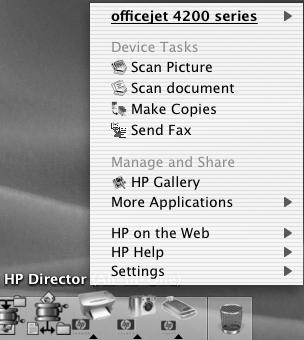 hp officejet overview Note: If you install more than one HP device, an HP Director icon for each device appears in the Dock.