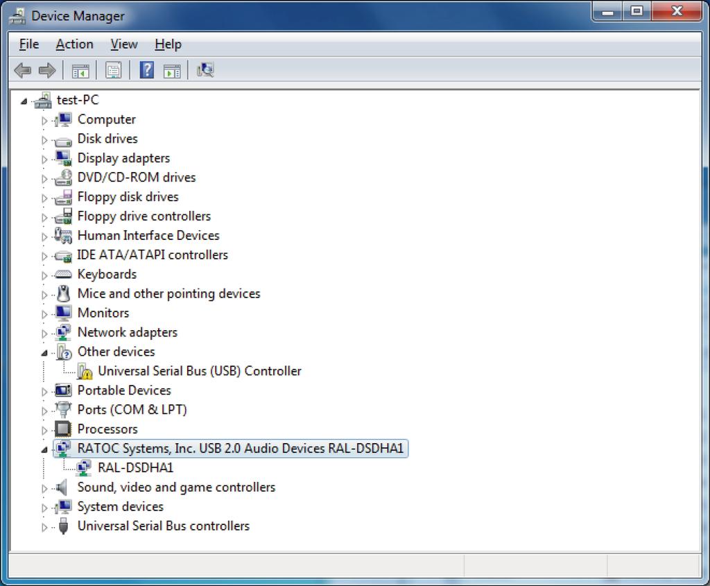 (10) Open Device Manager Window and check "RATOC Systems, Inc. USB 2.