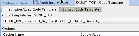Figure 3 Note the selected code template for the target execution unit: the built-in default Oracle Target CT.