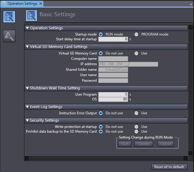 3 Controller Preparation 2 Double-click or right-click Operation Settings under Configurations and Setup - Controller Setup in the Multiview Explorer, and select Edit from the menu.