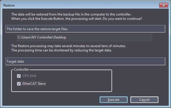 4 Industrial PC Support Utility If there is no backup file in the selected folder, the following dialog box is displayed. Click the OK button to close the message box, and then select another folder.