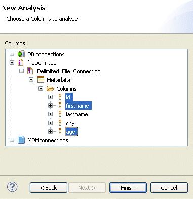 Analyzing columns in a delimited file You can directly get to this step in the analysis creation wizard if you right-click the column to analyze in Metadata > FileDelimited and select Column Analysis