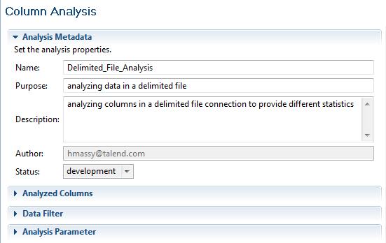 Analyzing columns in a delimited file The display of the connection editor depends on the parameters you set in the [Preferences] window.