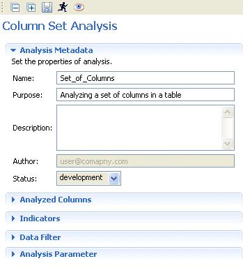 Creating a simple table analysis: the analysis of a set of columns The display of the analysis editor depends on the parameters you set in the [Preferences] window.