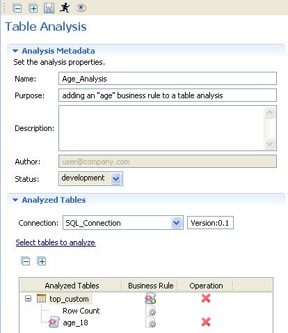 Creating a table analysis with SQL business rules 3.