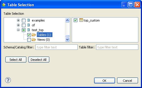 If required, click Select tables to analyze to open the [Table Selection] dialog