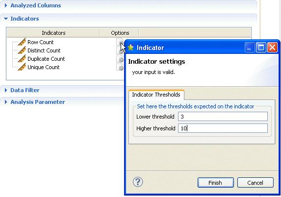 Creating a column set analysis on an MDM server Click Indicators in the analysis editor to open the corresponding view.