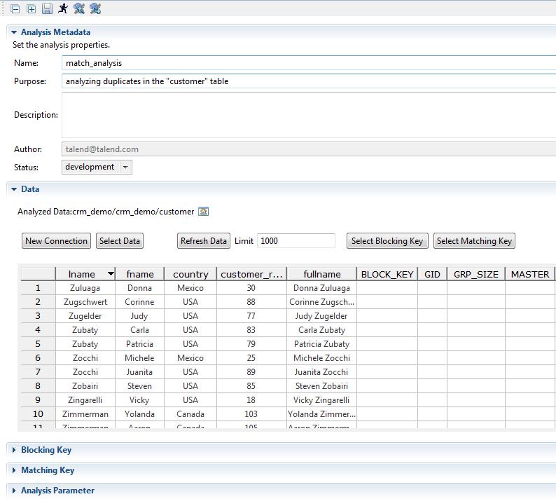 Creating a match analysis You can directly open the match analysis editor on the columns you want to compare if you right-click the column(s) under the Metadata node and select Analyze matches. 7.