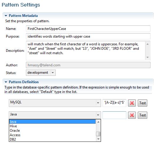 Managing regular expressions and SQL patterns 8. In the Pattern Definition view, click the [+] button and add as many regular expressions as necessary in the new pattern.