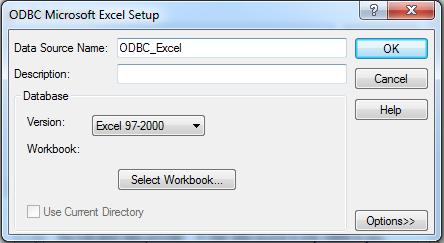 7. In the open dialog box, browse to the excel file to which you want to link your Data Source.