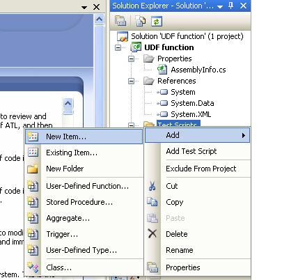 How to deploy the regular expression function to the SQL server The [Add New Item] dialog box is displayed. 3.