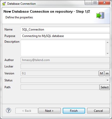 Managing database connections 5. Go through the steps in the wizard and modify the database connection settings as required. 6. Click Finish to validate the modifications.