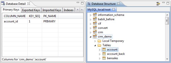 Tracking data changes in source databases If one or both views do not show, select Window > Show View > Database Structure or Window > Show View > Database Detail. 3.