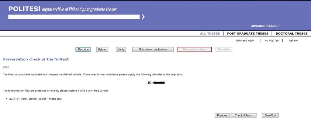 Clicking on Verify & send activates verification which, in the case of large files, may take several