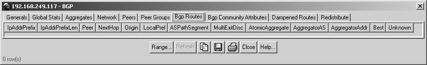 Displaying route information To display current BGP route information: Chapter 3 Using Device Manager to configure BGP 105 1 From the Device Manager menu bar, choose IP > BGP.