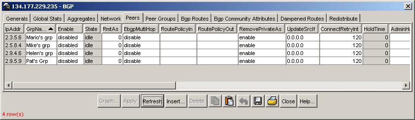 Displaying peer statistics To display statistics for a specified peer: Chapter 3 Using Device Manager to configure BGP 89 1 From the Device Manager menu bar, choose IP > BGP.