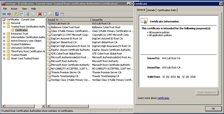11. You can see the newly installed CA certificate under the specified folder.